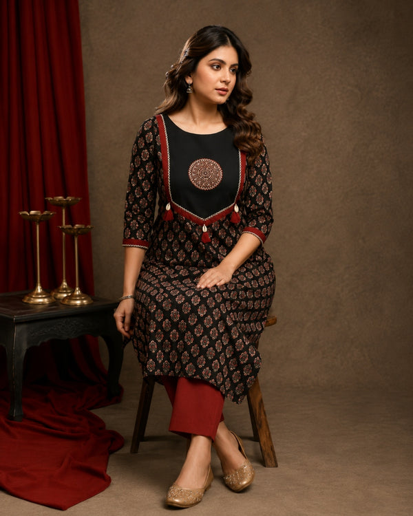 Traditional Cotton Ajrakh Printed Kurti