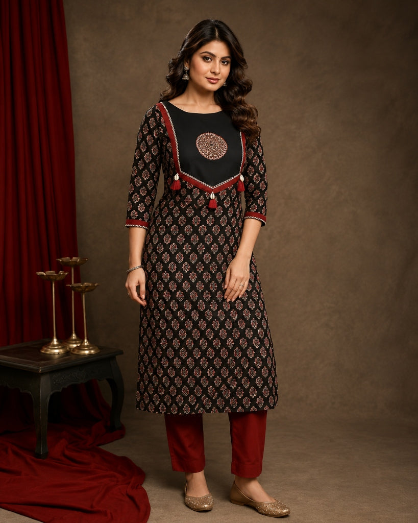 Traditional Cotton Ajrakh Printed Kurti