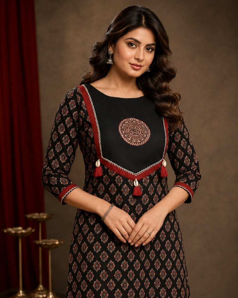 Traditional Cotton Ajrakh Printed Kurti