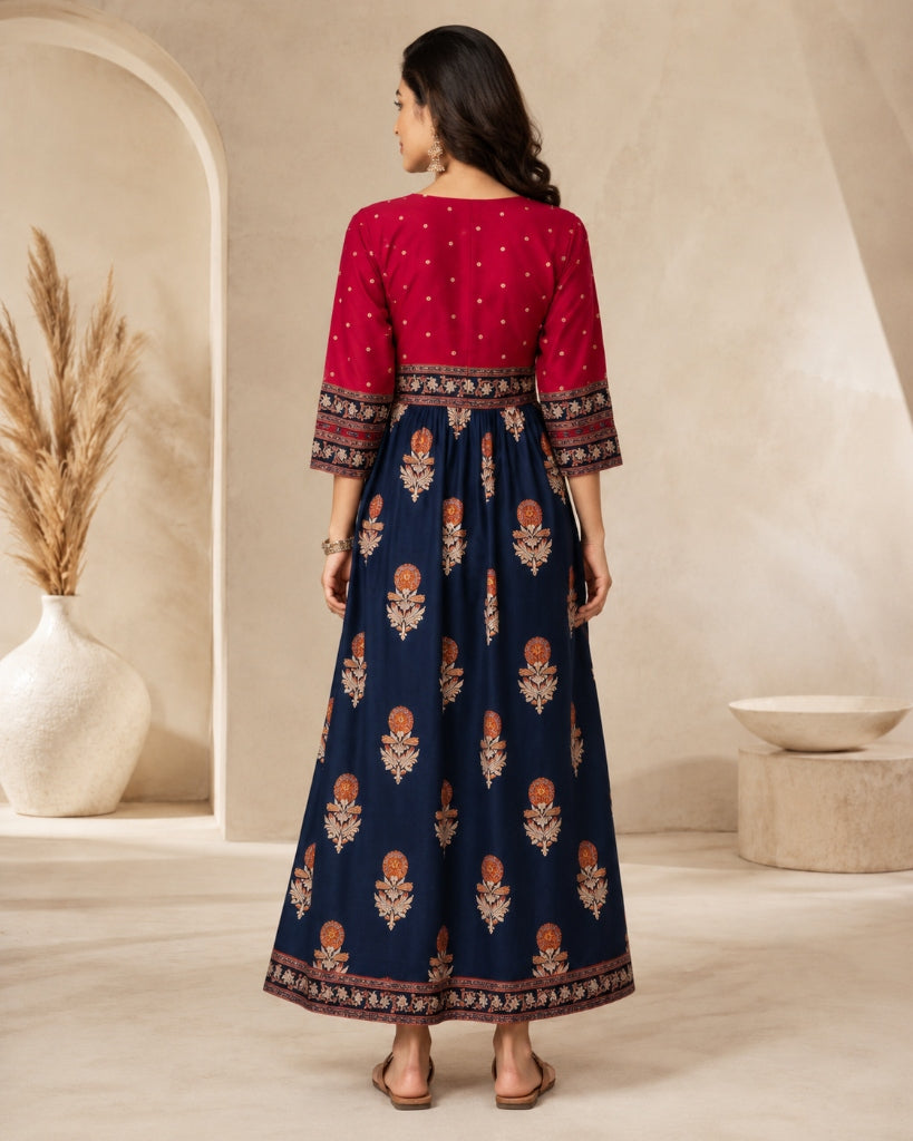 New Trendy Stylish Beautiful Polka Print Gold Buta Anarkali Kurti Gown